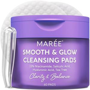 MAREE Hyaluronic Acid Toner Pads – Hydrating Face Wipes for Women Cleansing – Zero Pore Toning Brightening Exfoliating Face Pads – Pore Reducer Facial Peels – Acne Treatment Device(Purple)