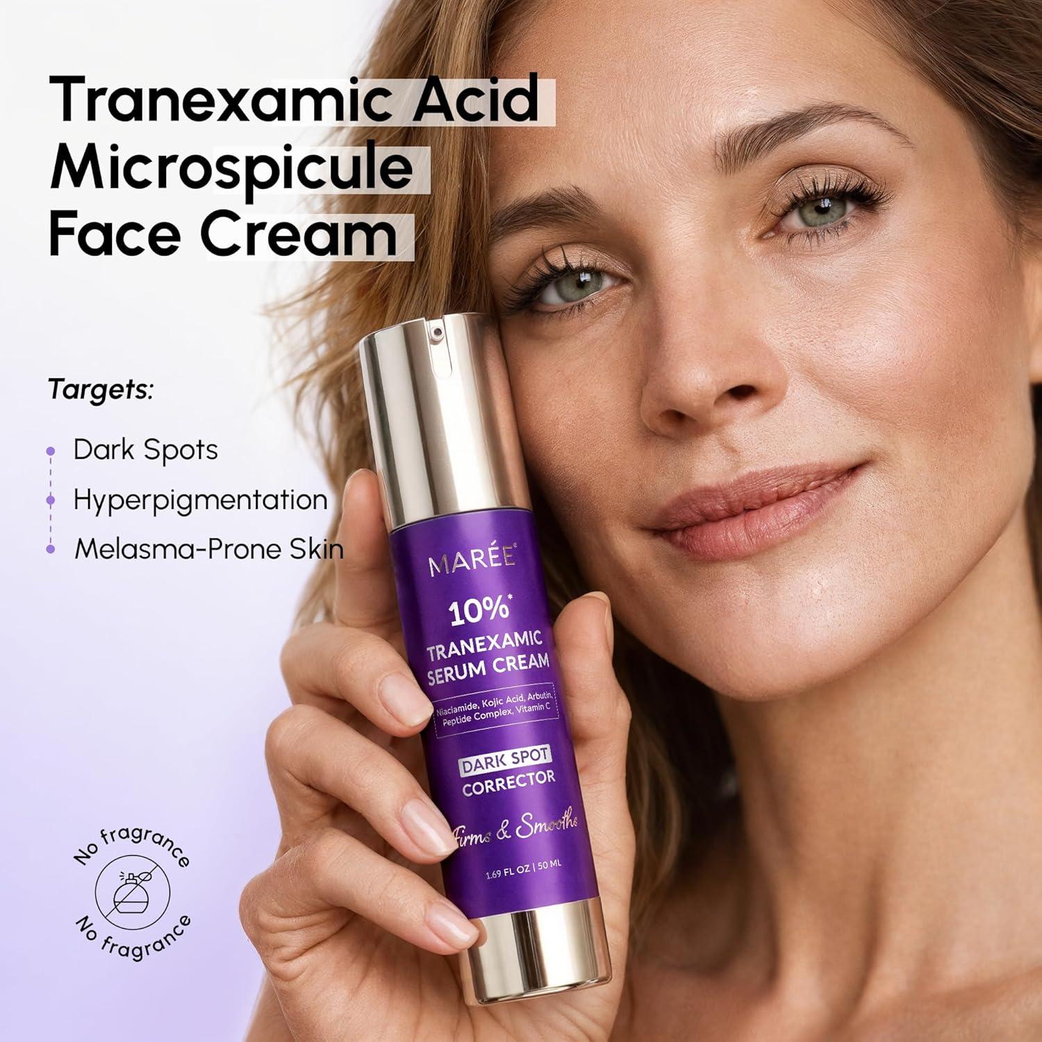 imageMAREE TXA Tranexamic Acid Serum Cream with Microspicules 100000 PPM Complex Alpha Arbutin Cream Face Crema para Manchas Oscuras en la CaraPurpl