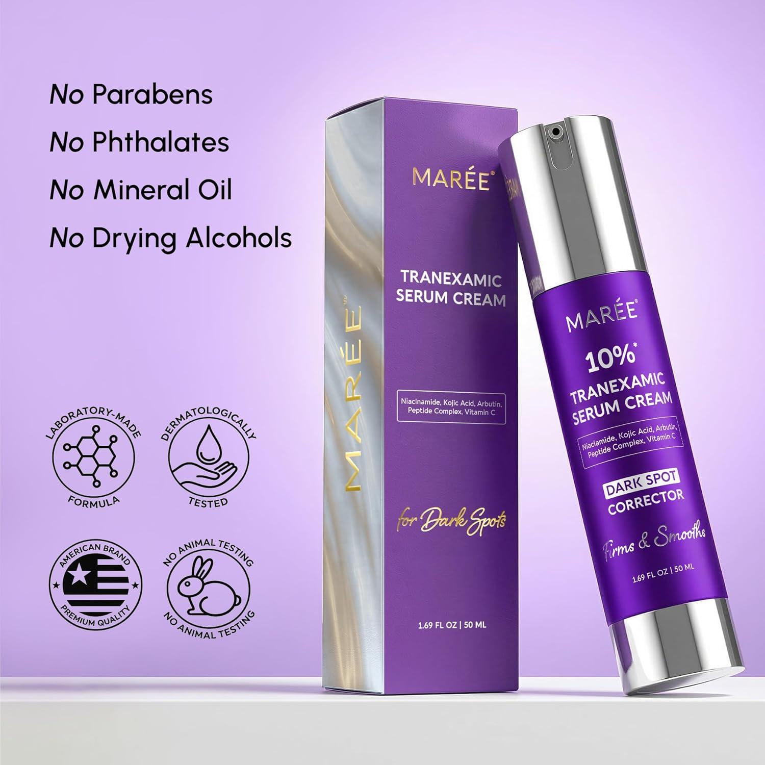 imageMAREE TXA Tranexamic Acid Serum Cream with Microspicules 100000 PPM Complex Alpha Arbutin Cream Face Crema para Manchas Oscuras en la CaraPurpl