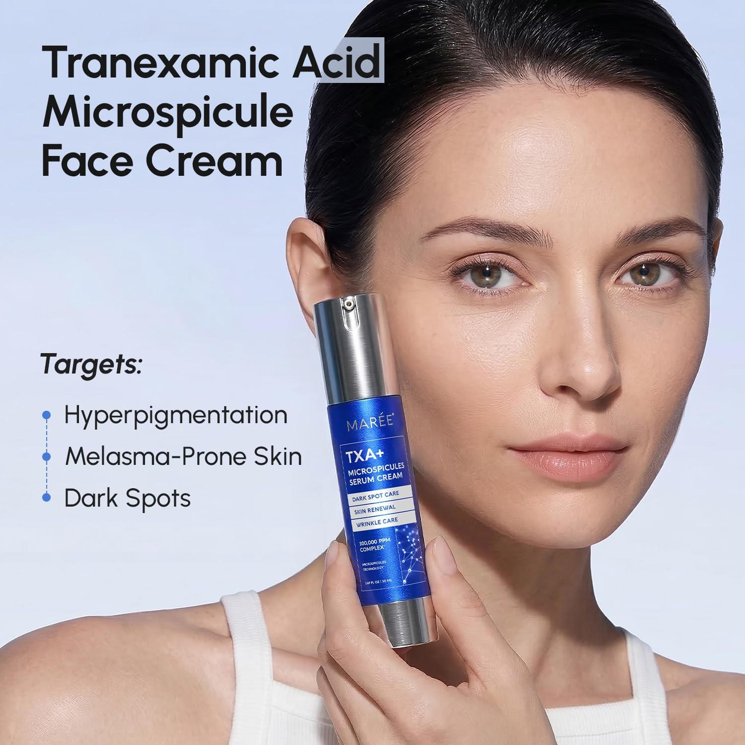 imageMAREE 10 Tranexamic Serum Cream Alpha Arbutin Cream with Tranexamic Acid Niacinamide Dark Spot Corrector with Alfa Arbutin Acido Tranexamico Crema para Manchas Oscuras en la CaraDark Blue