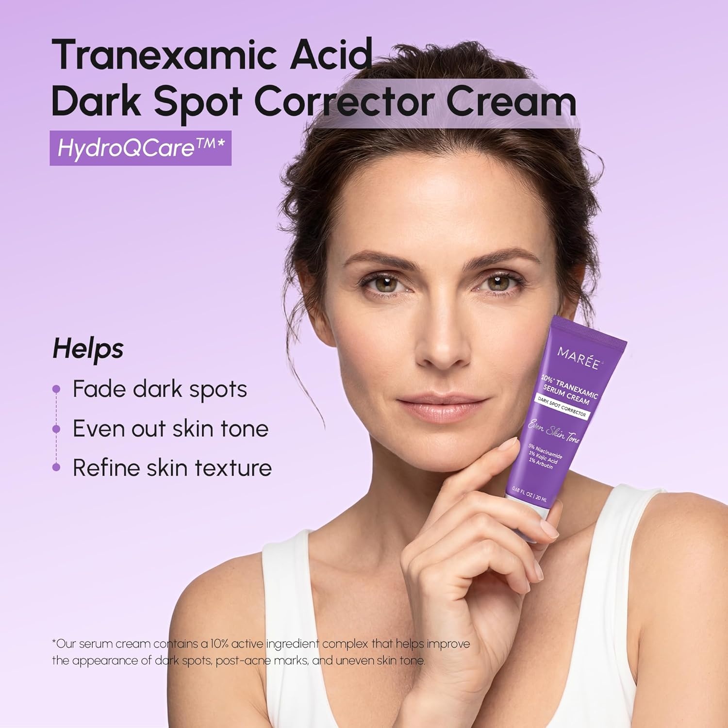 imageMAREE 10 Tranexamic Serum Cream Alpha Arbutin Cream with Tranexamic Acid Niacinamide Dark Spot Corrector with Alfa Arbutin Acido Tranexamico Crema para Manchas Oscuras en la CaraViolet