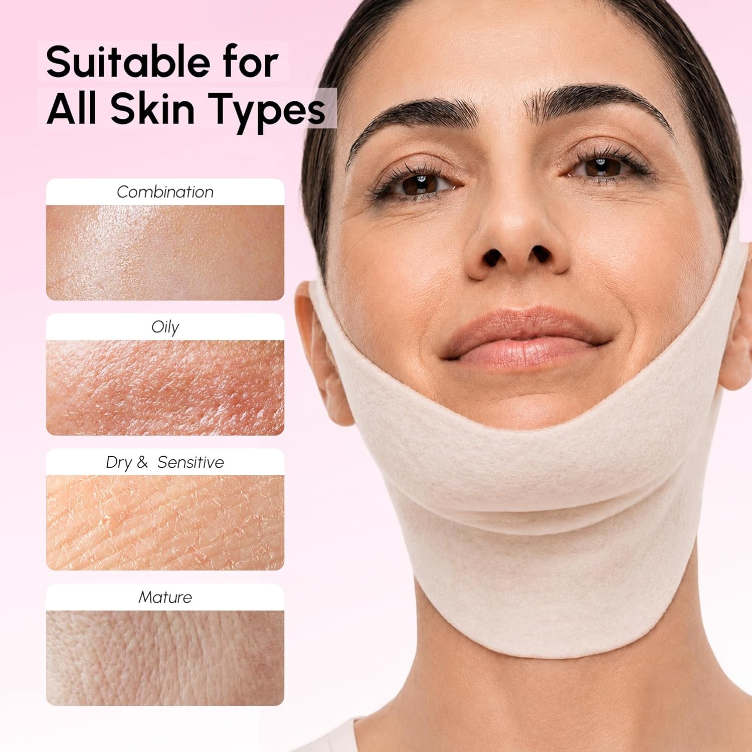 imageMAREE V Line Lifting Mask Anti Aging Neck Lift Tape amp Chin Strap for Sleeping Tightening and Lifting Neck Wrinkle Patch and Double Chin Reducer for Face Lift Depuffer Jawline Shaper Facial Masks5 Count Pack of 1