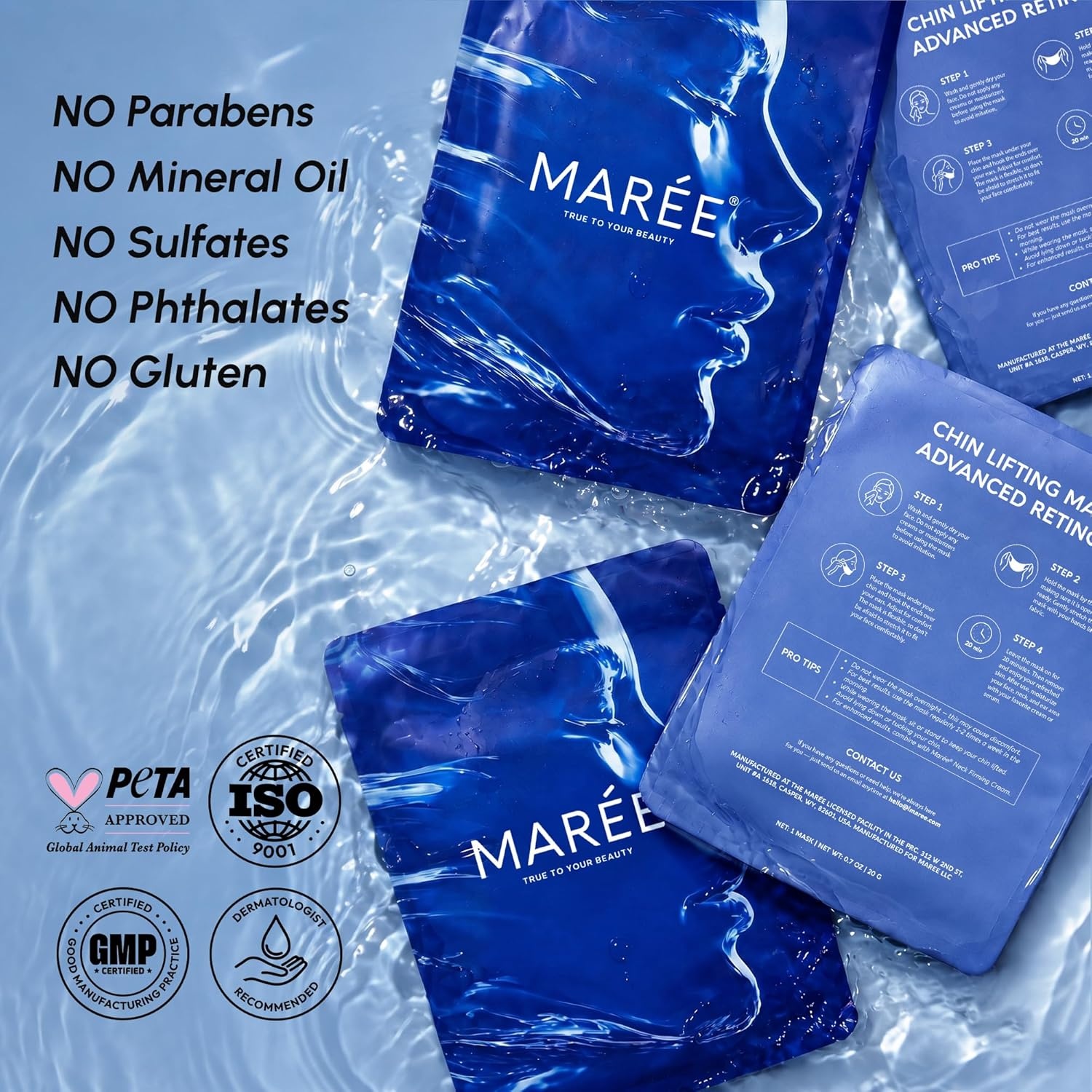imageMAREE V Line Lifting Mask Chin Strap Advanced Retinol Face Lifting Mask amp Neck Lift Tape Double Chin Reducer amp Jawline Shaper Retinol Collagen Facial Masks for Face Lift Tightening and Firming10 Count Pack of 1