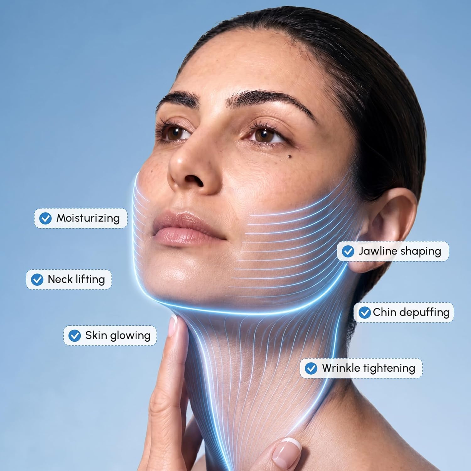 imageMAREE V Line Lifting Mask Chin Strap Advanced Retinol Face Lifting Mask amp Neck Lift Tape Double Chin Reducer amp Jawline Shaper Retinol Collagen Facial Masks for Face Lift Tightening and Firming10 Count Pack of 1