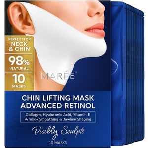 MAREE V Line Lifting Mask Chin Strap – Advanced Retinol Face Lifting Mask & Neck Lift Tape – Double Chin Reducer & Jawline Shaper – Retinol Collagen Facial Masks for Face Lift, Tightening and Firming(10 Count (Pack of 1))