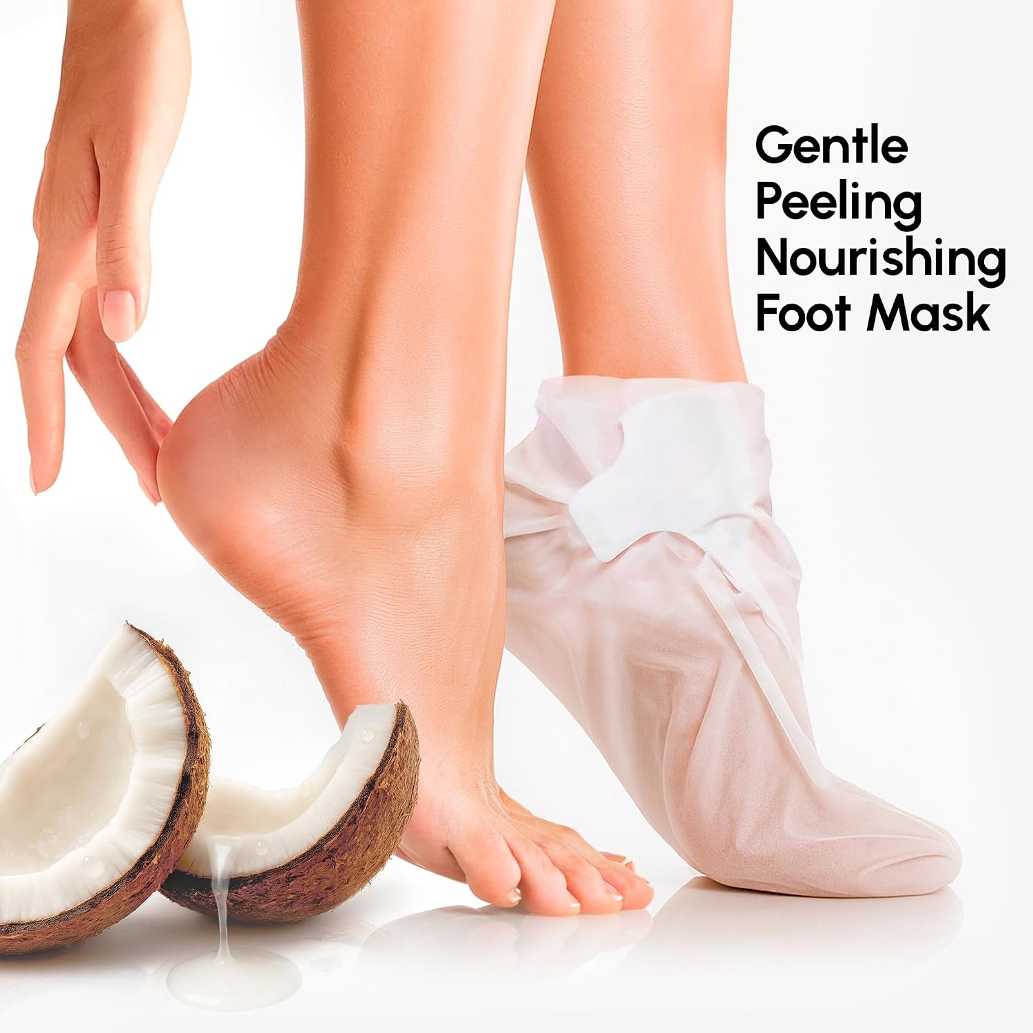 image:imageMAREE Foot Peeling Mask 3in1 Foot Mask for Dry Cracked Feet Callus Remover Dead Skin Exfoliating Foot Peel Mask with Glycolic Acid Moisturizing Socks for Men Spa Self Care Gifts for WomenCoconut