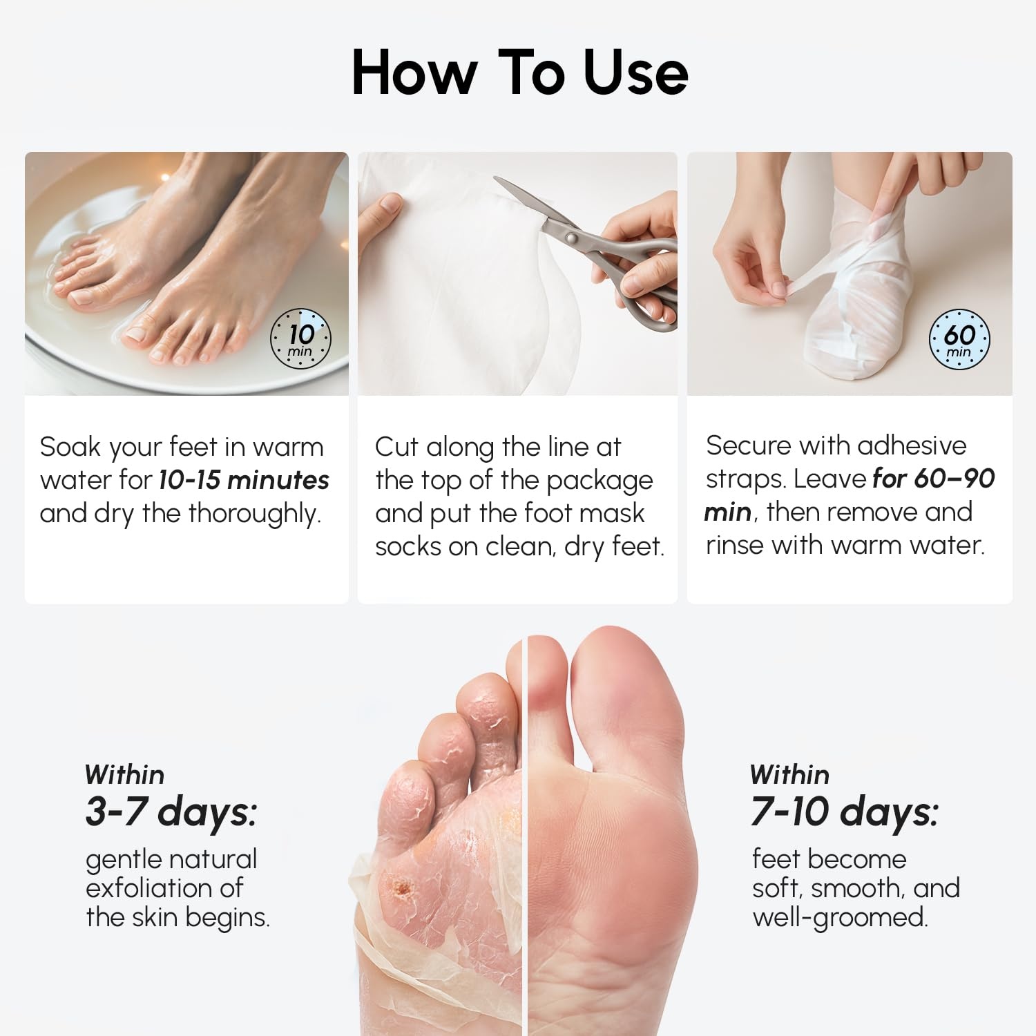 image:imageMAREE Foot Peeling Mask 3in1 Foot Mask for Dry Cracked Feet Callus Remover Dead Skin Exfoliating Foot Peel Mask with Glycolic Acid Moisturizing Socks for Men Spa Self Care Gifts for WomenCoconut