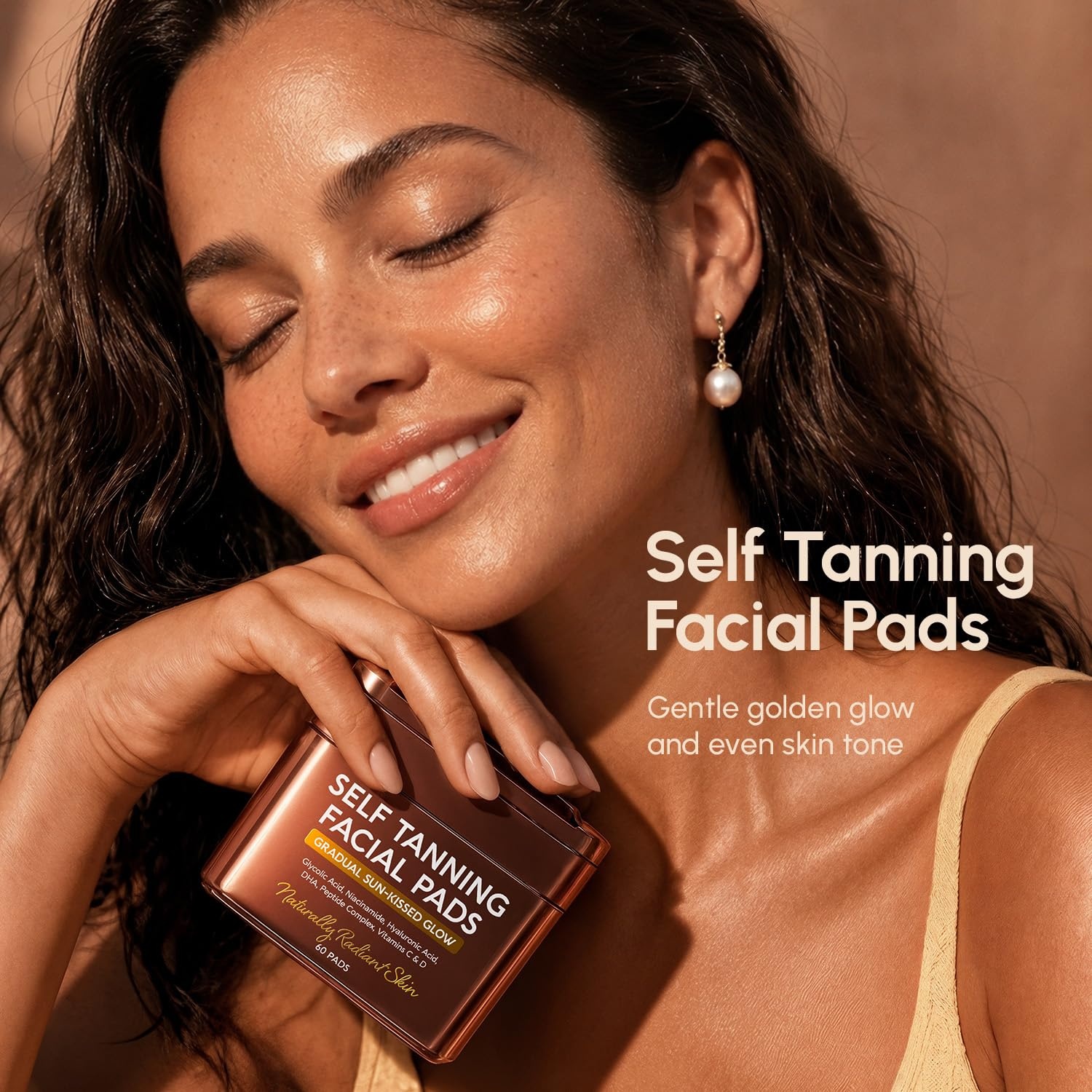 image:imageMAREE Self Tanning Facial Pads Exfoliating Glow Pads amp Tan Towels for Face amp Body Travel Size Self Tanner Wipes for Sunless Face Tanning No Rinse Gradual Natural Fair to Medium Tan TowelettesBrown