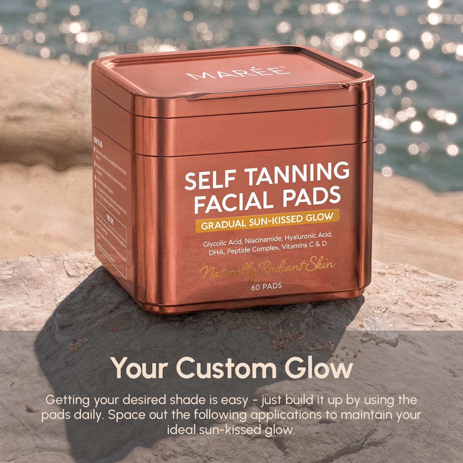 image:imageMAREE Self Tanning Facial Pads Exfoliating Glow Pads amp Tan Towels for Face amp Body Travel Size Self Tanner Wipes for Sunless Face Tanning No Rinse Gradual Natural Fair to Medium Tan TowelettesBrown