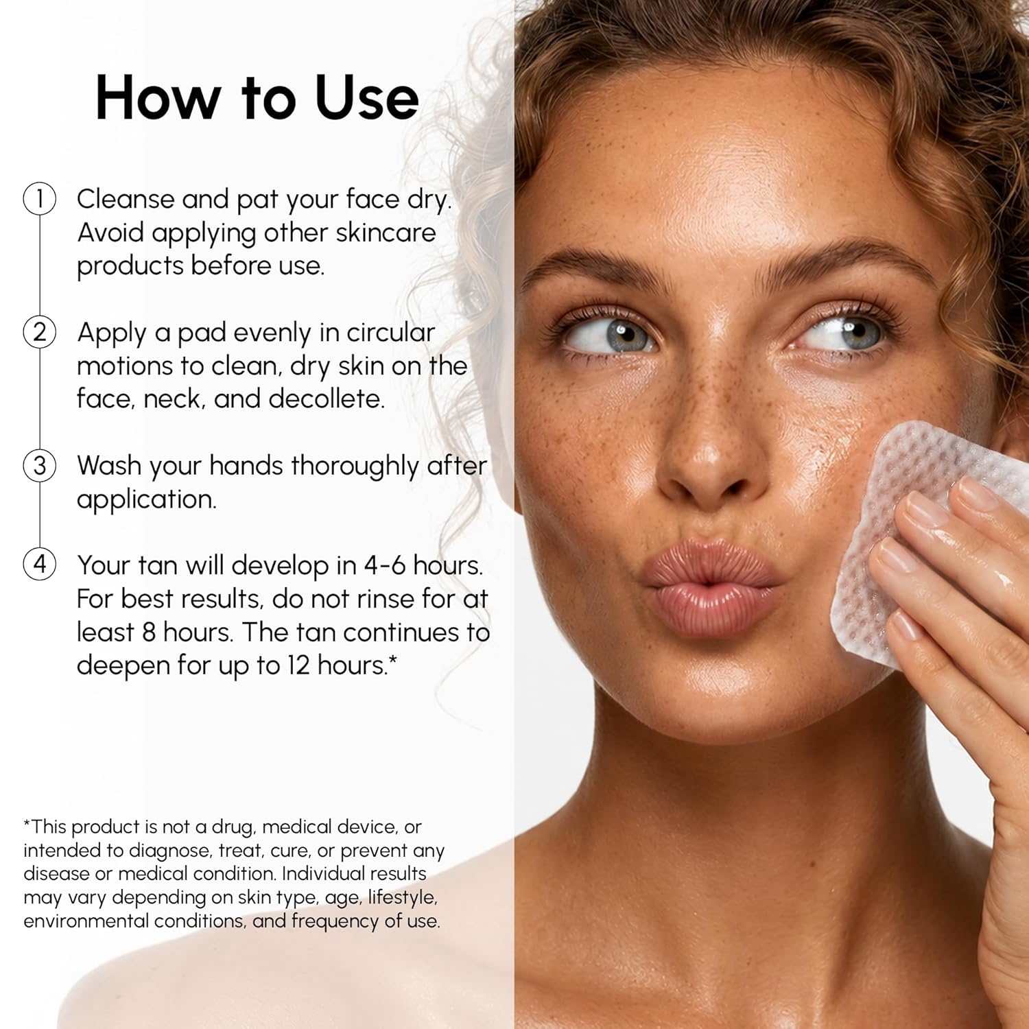 image:imageMAREE Self Tanning Facial Pads Exfoliating Glow Pads amp Tan Towels for Face amp Body Travel Size Self Tanner Wipes for Sunless Face Tanning No Rinse Gradual Natural Fair to Medium Tan TowelettesBrown