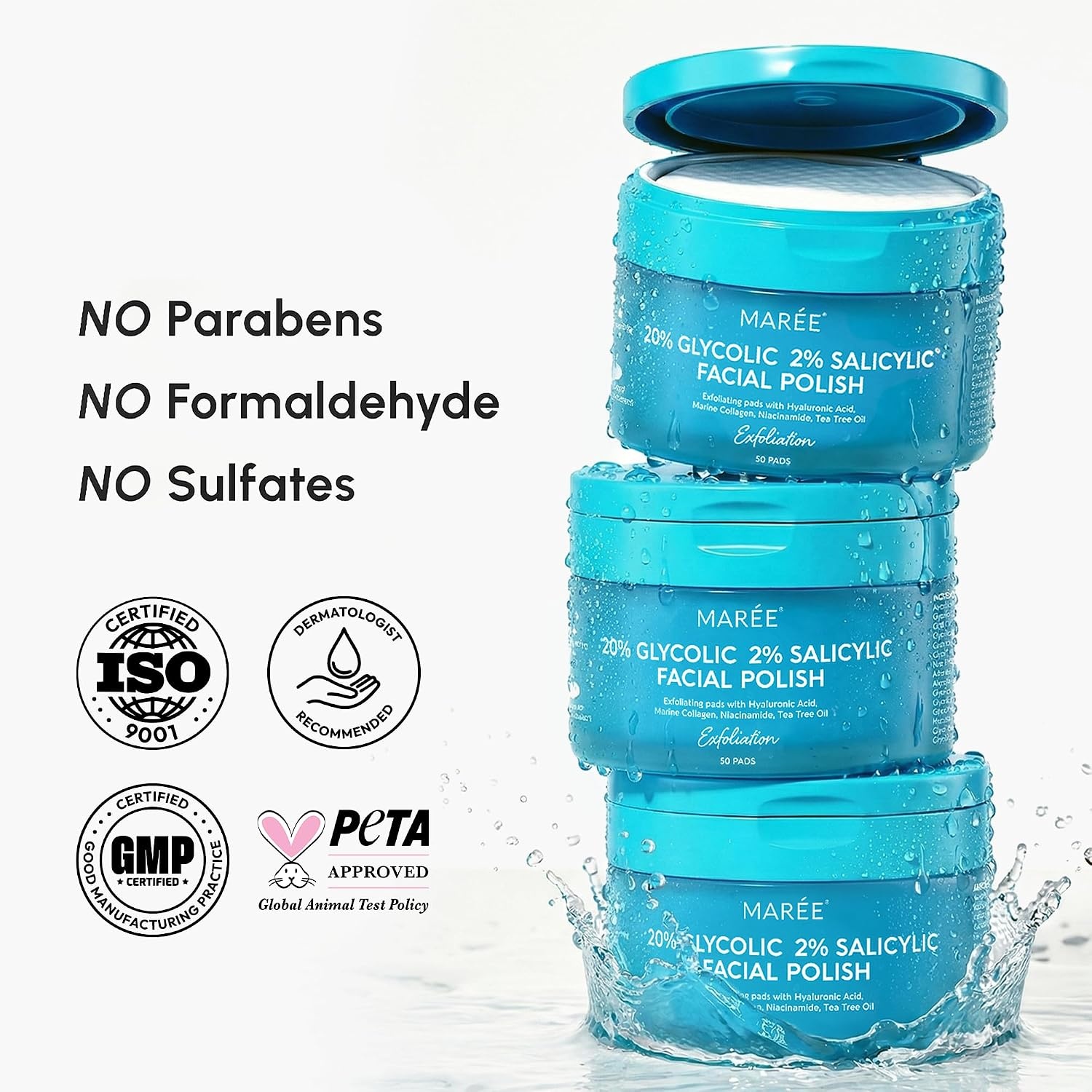 image:imageMAREE Self Tanning Facial Pads Exfoliating Glow Pads amp Tan Towels for Face amp Body Travel Size Self Tanner Wipes for Sunless Face Tanning No Rinse Gradual Natural Fair to Medium Tan TowelettesAzure