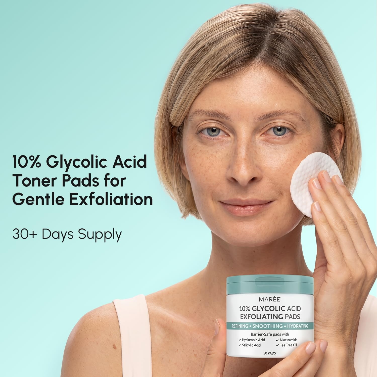 image:imageMAREE Self Tanning Facial Pads Exfoliating Glow Pads amp Tan Towels for Face amp Body Travel Size Self Tanner Wipes for Sunless Face Tanning No Rinse Gradual Natural Fair to Medium Tan TowelettesDark Blue