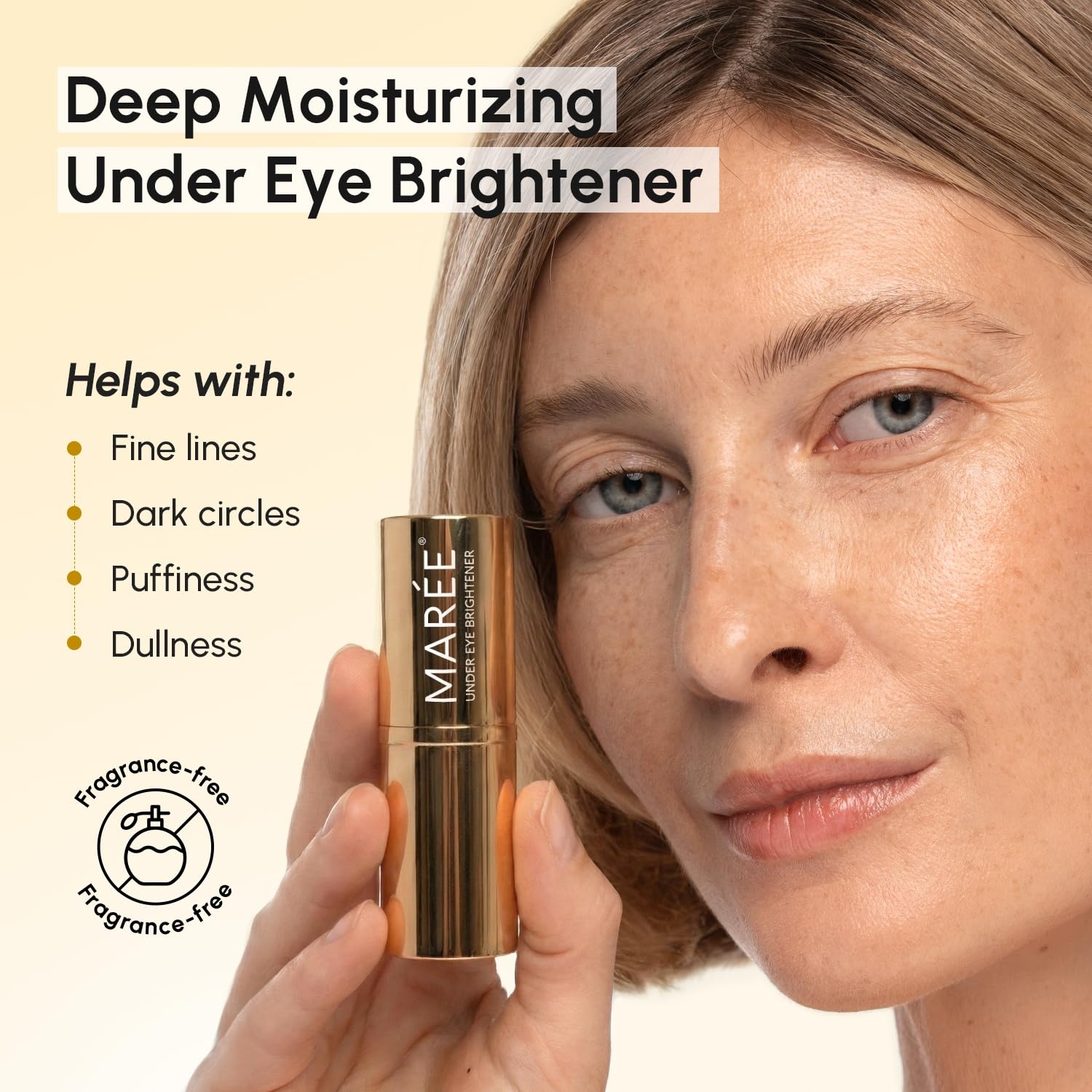 image:imageMAREE Under Eye Balm Stick Hydrating Retinol Caffeine Under Eye Brightener Stick for Older Women Collagen Undereye Cream for Dark Circles amp Wrinkles 028 Ounce GoldGold