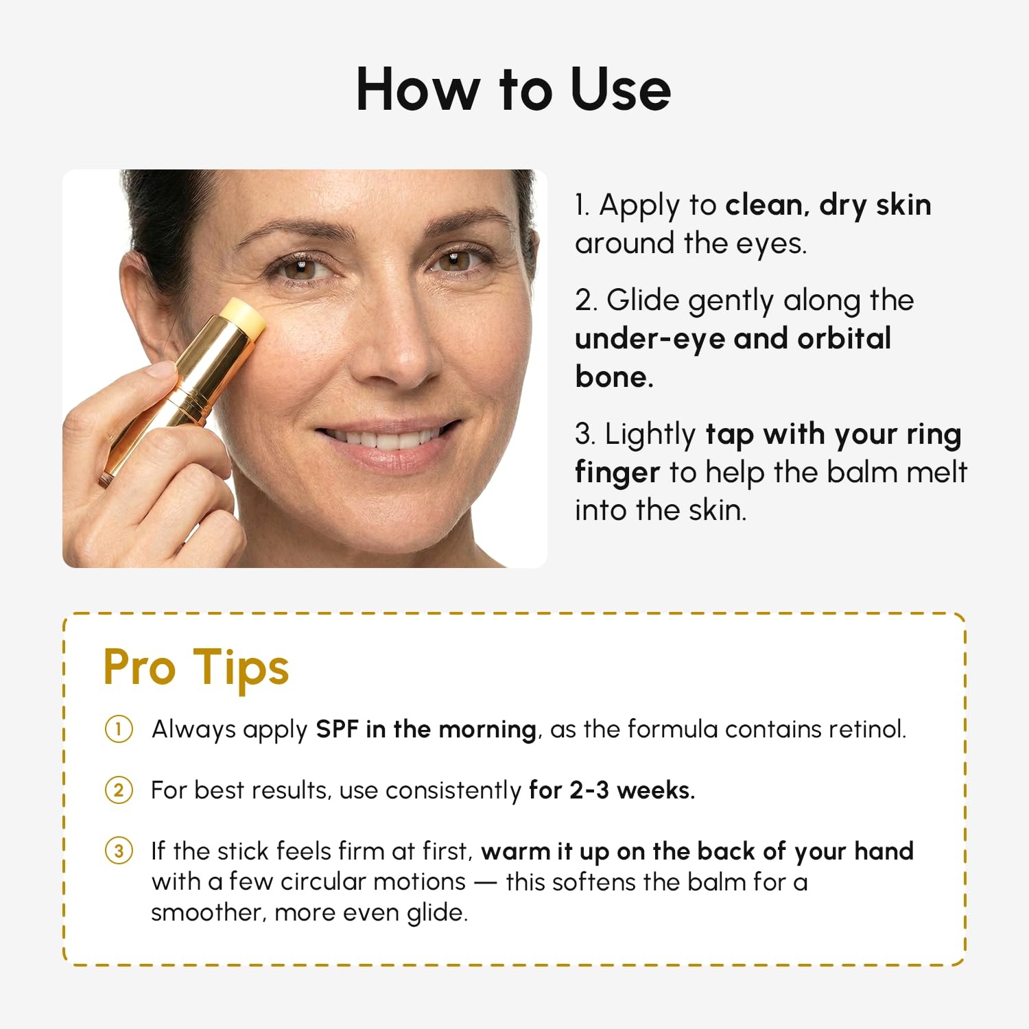 image:imageMAREE Under Eye Balm Stick Hydrating Retinol Caffeine Under Eye Brightener Stick for Older Women Collagen Undereye Cream for Dark Circles amp Wrinkles 028 Ounce GoldGold