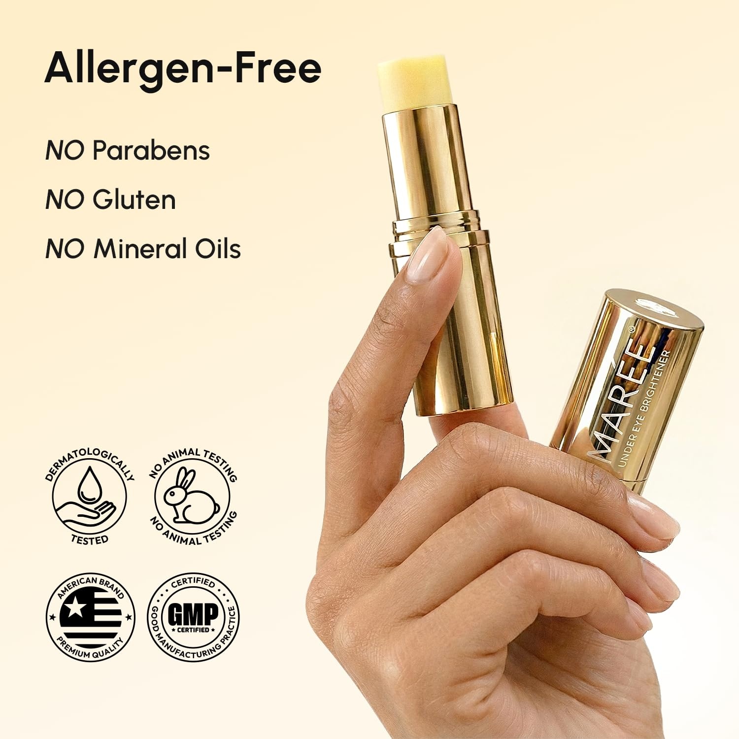 image:imageMAREE Under Eye Balm Stick Hydrating Retinol Caffeine Under Eye Brightener Stick for Older Women Collagen Undereye Cream for Dark Circles amp Wrinkles 028 Ounce GoldGold