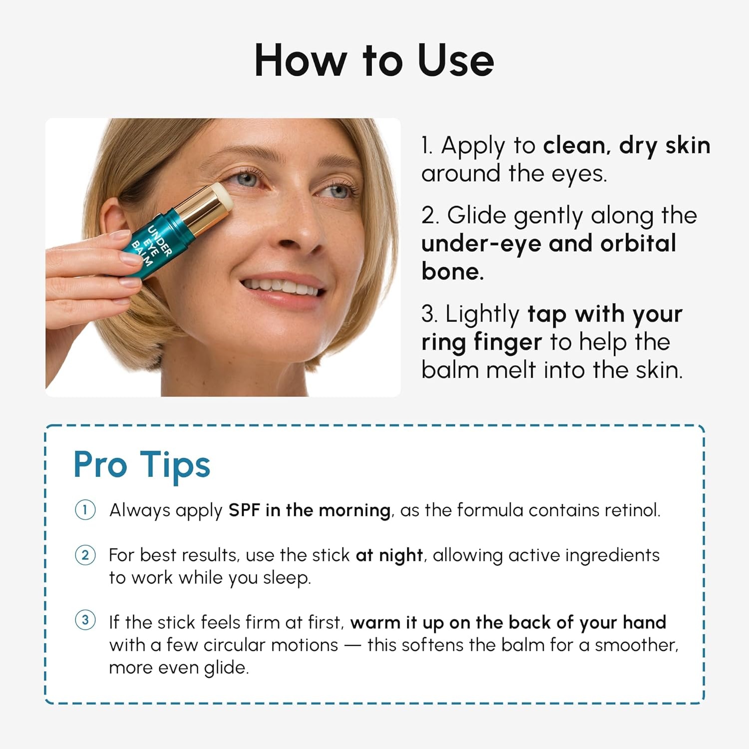 image:imageMAREE Under Eye Balm Stick Hydrating Retinol Caffeine Under Eye Brightener Stick for Older Women Collagen Undereye Cream for Dark Circles amp Wrinkles 028 Ounce GoldTeal