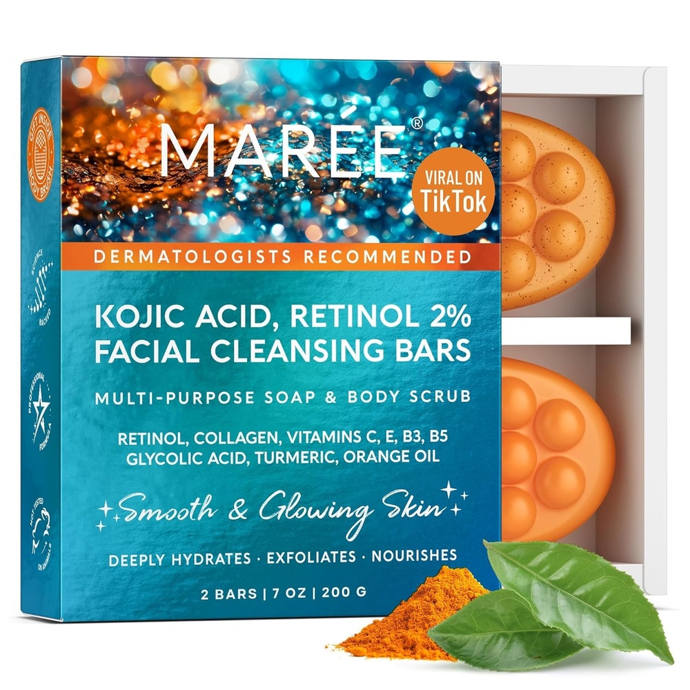 image:imageMAREE Kojic Acid Soap amp Scrub Brightening Kojic Acid and Turmeric Soap for Dark Spot and Hyperpigmentation Dark Spot Remover for Face amp Body Wash Acido Kojico Cream Bar Soaps