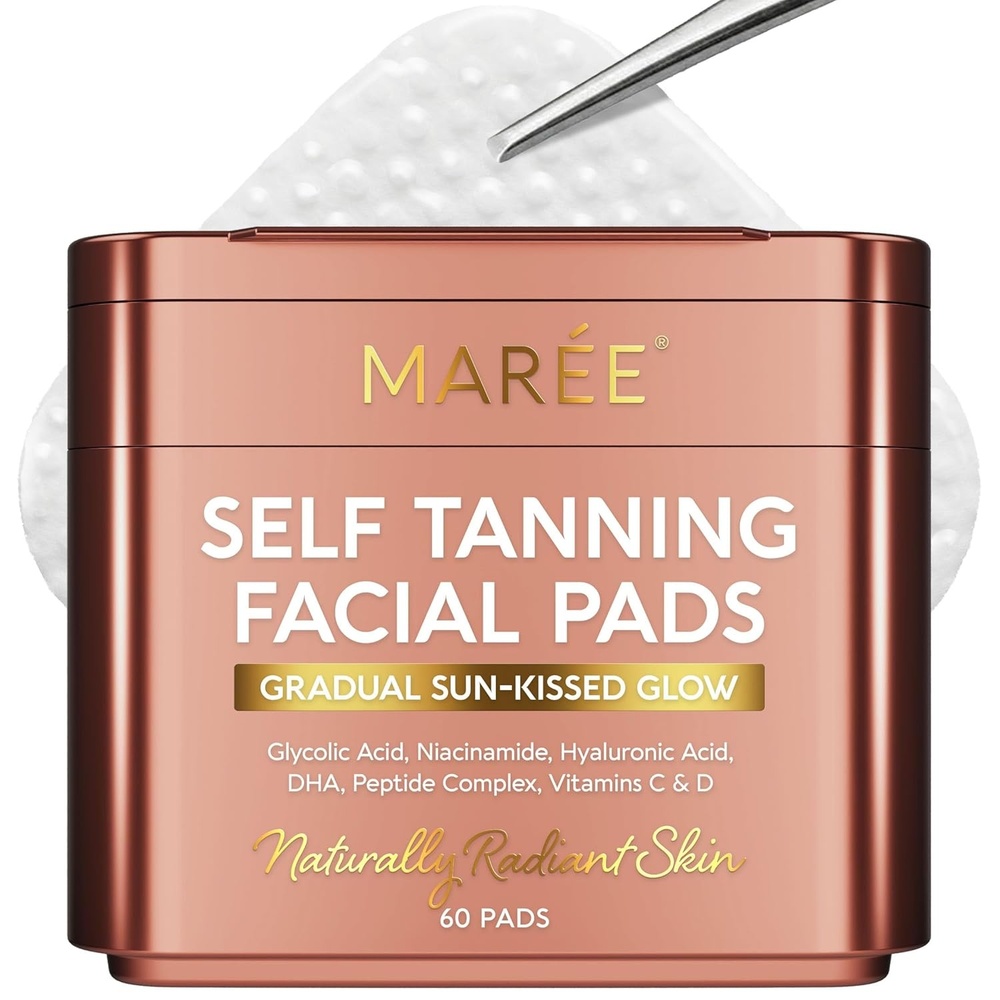 image:imageMAREE Self Tanning Facial Pads  Exfoliating Glow Pads amp Tan Towels for Face amp Body  Travel Size Self Tanner Wipes for Sunless Face Tanning  No Rinse Gradual Natural Fair to Medium Tan TowelettesBrown
