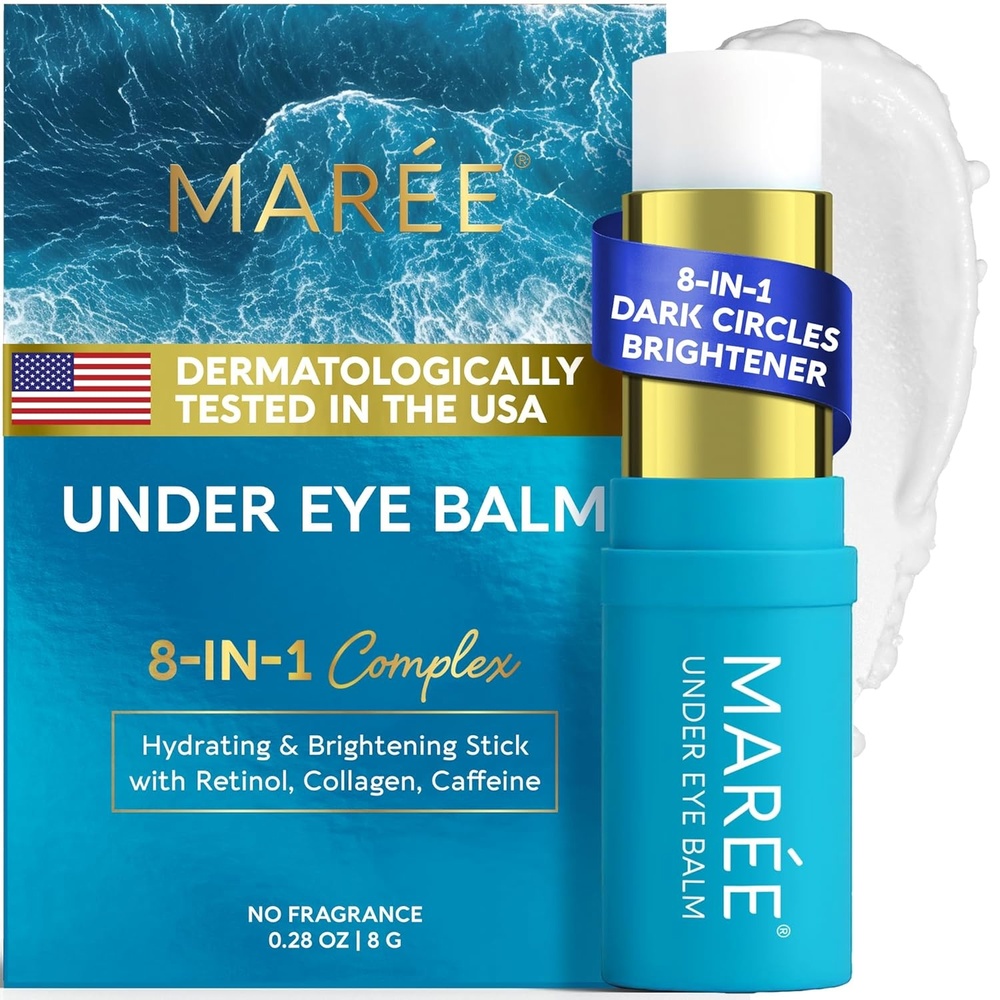 image:imageMAREE Under Eye Balm Stick Hydrating Retinol Caffeine Under Eye Brightener Stick for Older Women Collagen Undereye Cream for Dark Circles amp Wrinkles 028 Ounce GoldBlue