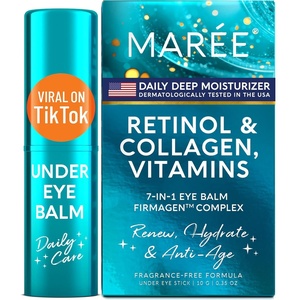 MAREE Under Eye Balm Stick Hydrating – Retinol Caffeine Under Eye Brightener Stick for Older Women – Collagen Undereye Cream for Dark Circles & Wrinkles – 0.28 Ounce, Gold(Teal)