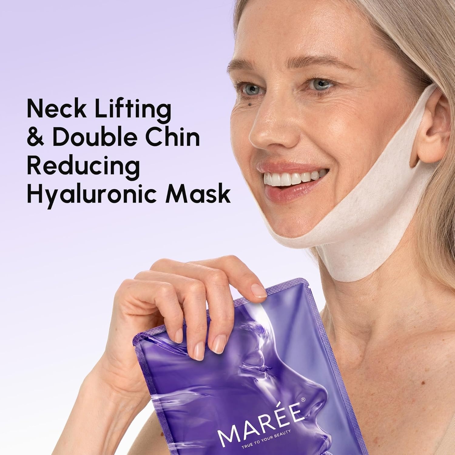 image:imageMAREE V Line Lifting Mask with PDRN Salmon DNA Deep Collagen Face Mask for Women Jawline Shaper Facial Masks with Retinol Tightening amp Firming Neck Lift Tape Double Chin Strap for Face LiftPurple