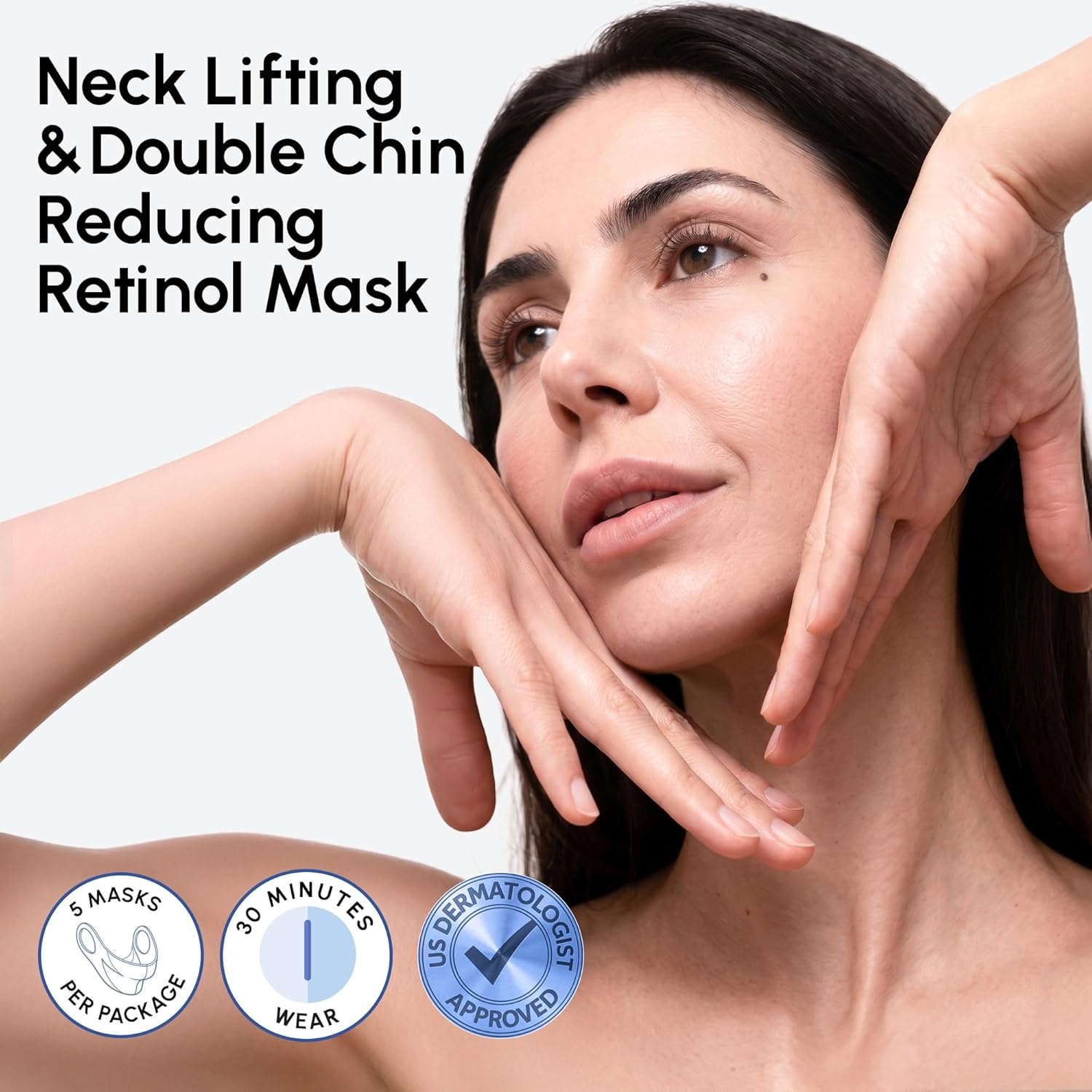 image:imageMAREE V Line Lifting Mask with PDRN Salmon DNA Deep Collagen Face Mask for Women Jawline Shaper Facial Masks with Retinol Tightening amp Firming Neck Lift Tape Double Chin Strap for Face LiftNavy Blue