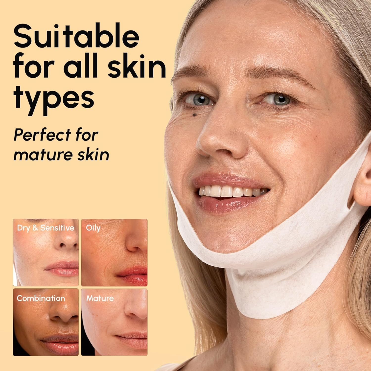 image:imageMAREE V Line Lifting Mask with PDRN Salmon DNA Deep Collagen Face Mask for Women Jawline Shaper Facial Masks with Retinol Tightening amp Firming Neck Lift Tape Double Chin Strap for Face LiftGold