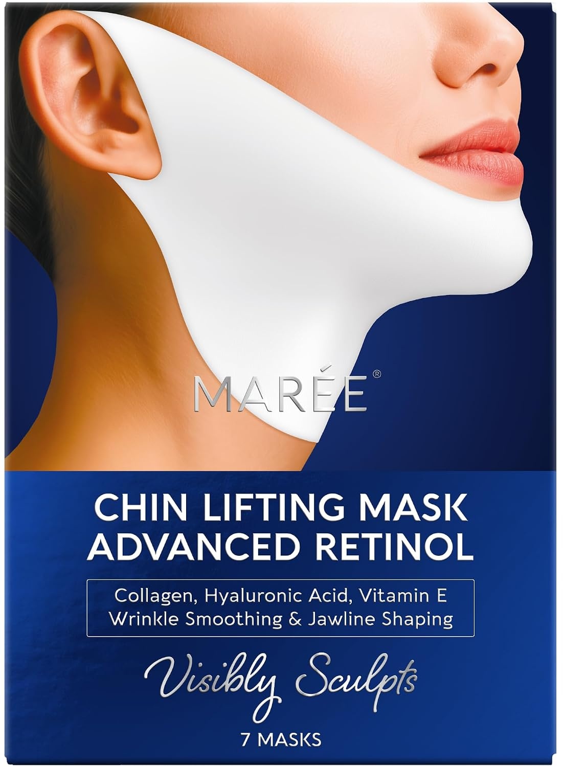 image:imageMAREE V Line Lifting Mask with PDRN Salmon DNA Deep Collagen Face Mask for Women Jawline Shaper Facial Masks with Retinol Tightening amp Firming Neck Lift Tape Double Chin Strap for Face LiftNavy Blue