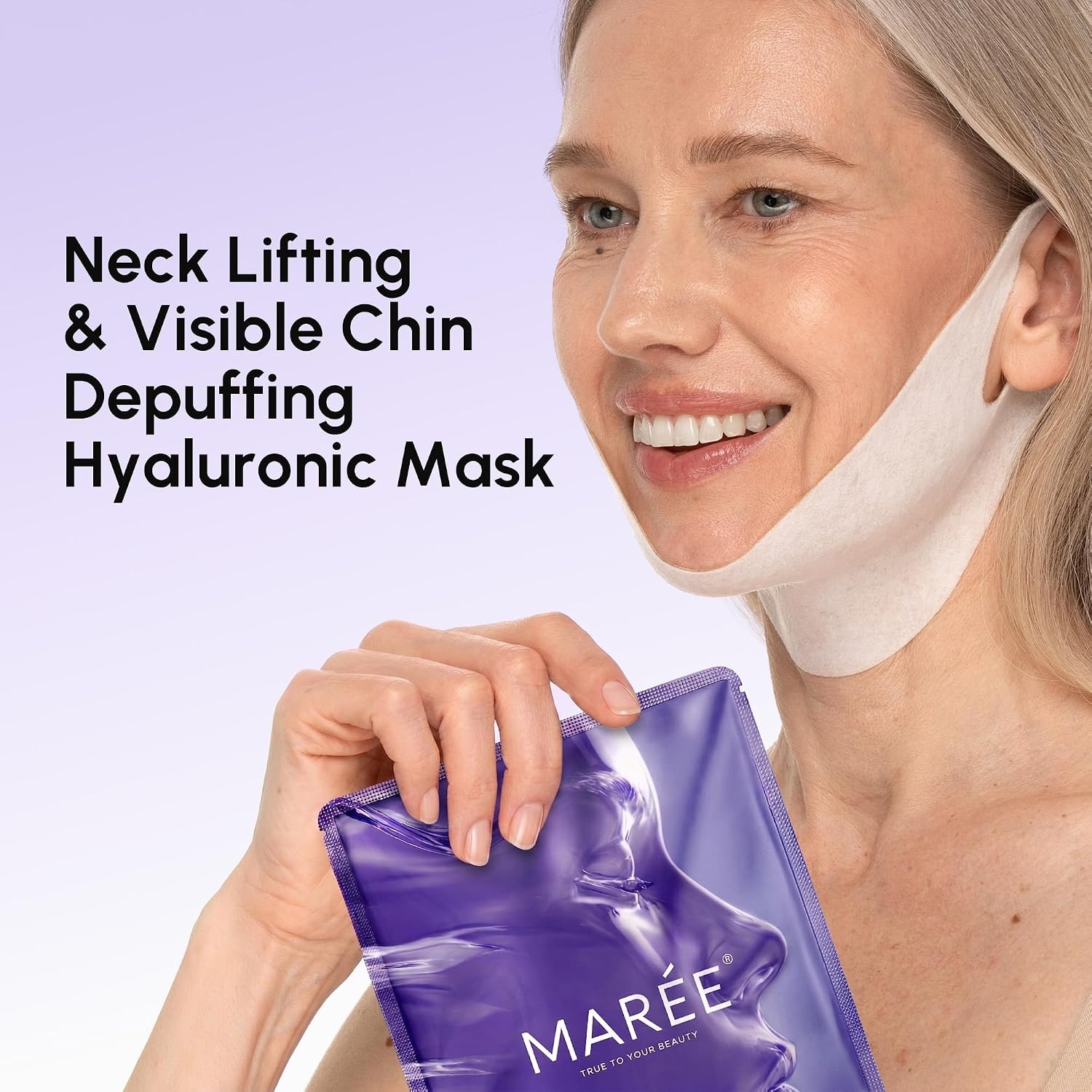 image:imageMAREE V Line Lifting Mask with PDRN Salmon DNA Deep Collagen Face Mask for Women Jawline Shaper Facial Masks with Retinol Tightening amp Firming Neck Lift Tape Double Chin Strap for Face LiftPurple