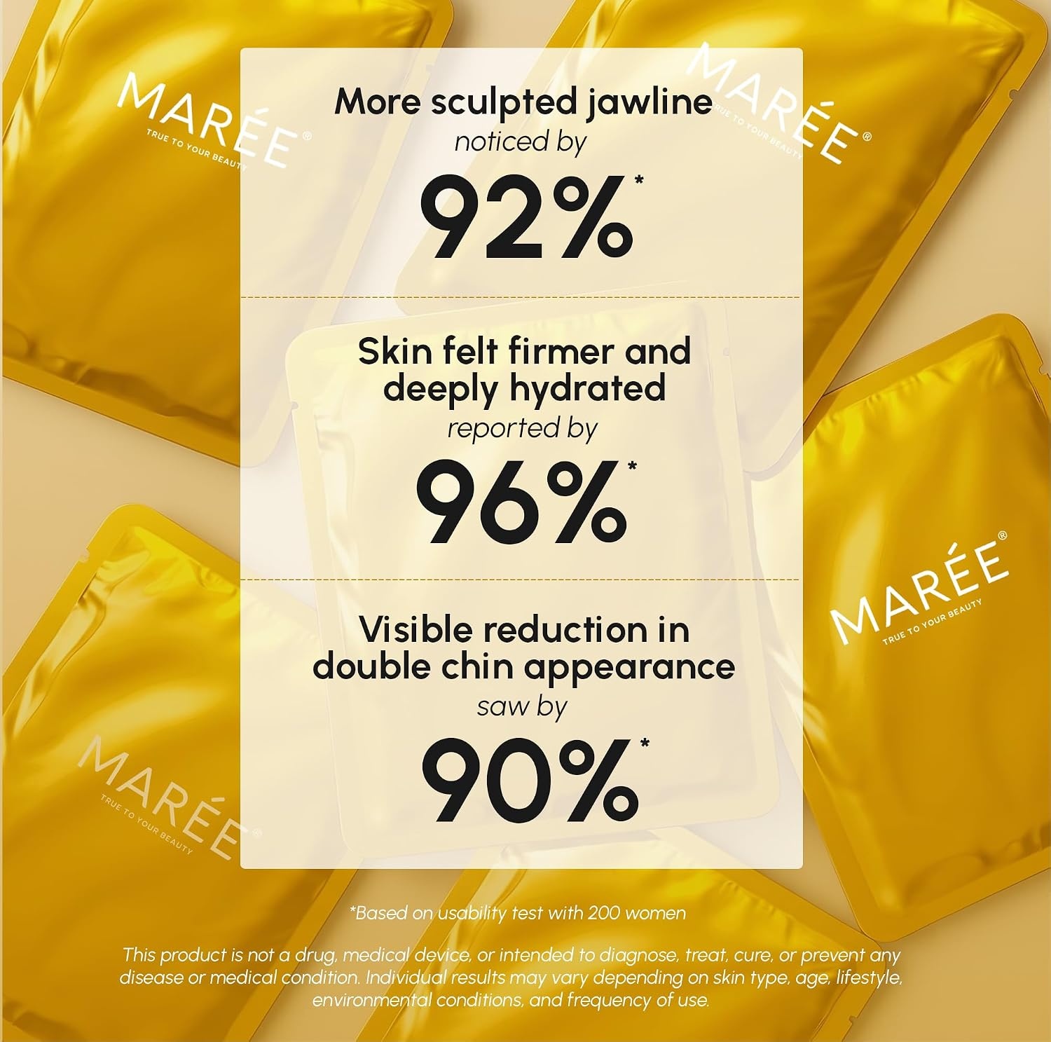 image:imageMAREE V Line Lifting Mask with PDRN Salmon DNA Deep Collagen Face Mask for Women Jawline Shaper Facial Masks with Retinol Tightening amp Firming Neck Lift Tape Double Chin Strap for Face LiftGold