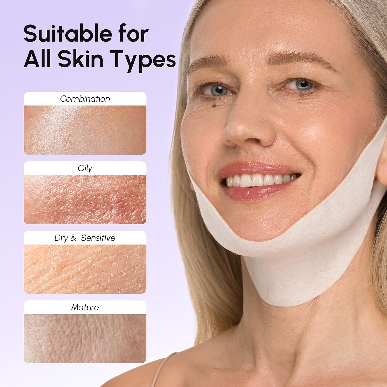 image:imageMAREE V Line Lifting Mask with PDRN Salmon DNA Deep Collagen Face Mask for Women Jawline Shaper Facial Masks with Retinol Tightening amp Firming Neck Lift Tape Double Chin Strap for Face LiftPurple