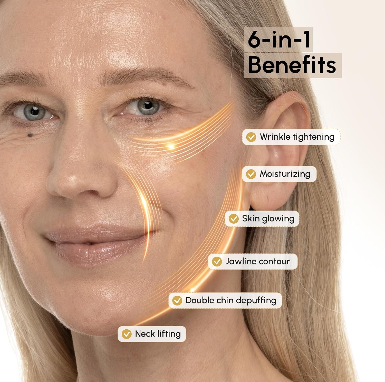 image:imageMAREE V Line Lifting Mask with PDRN Salmon DNA Deep Collagen Face Mask for Women Jawline Shaper Facial Masks with Retinol Tightening amp Firming Neck Lift Tape Double Chin Strap for Face LiftGold