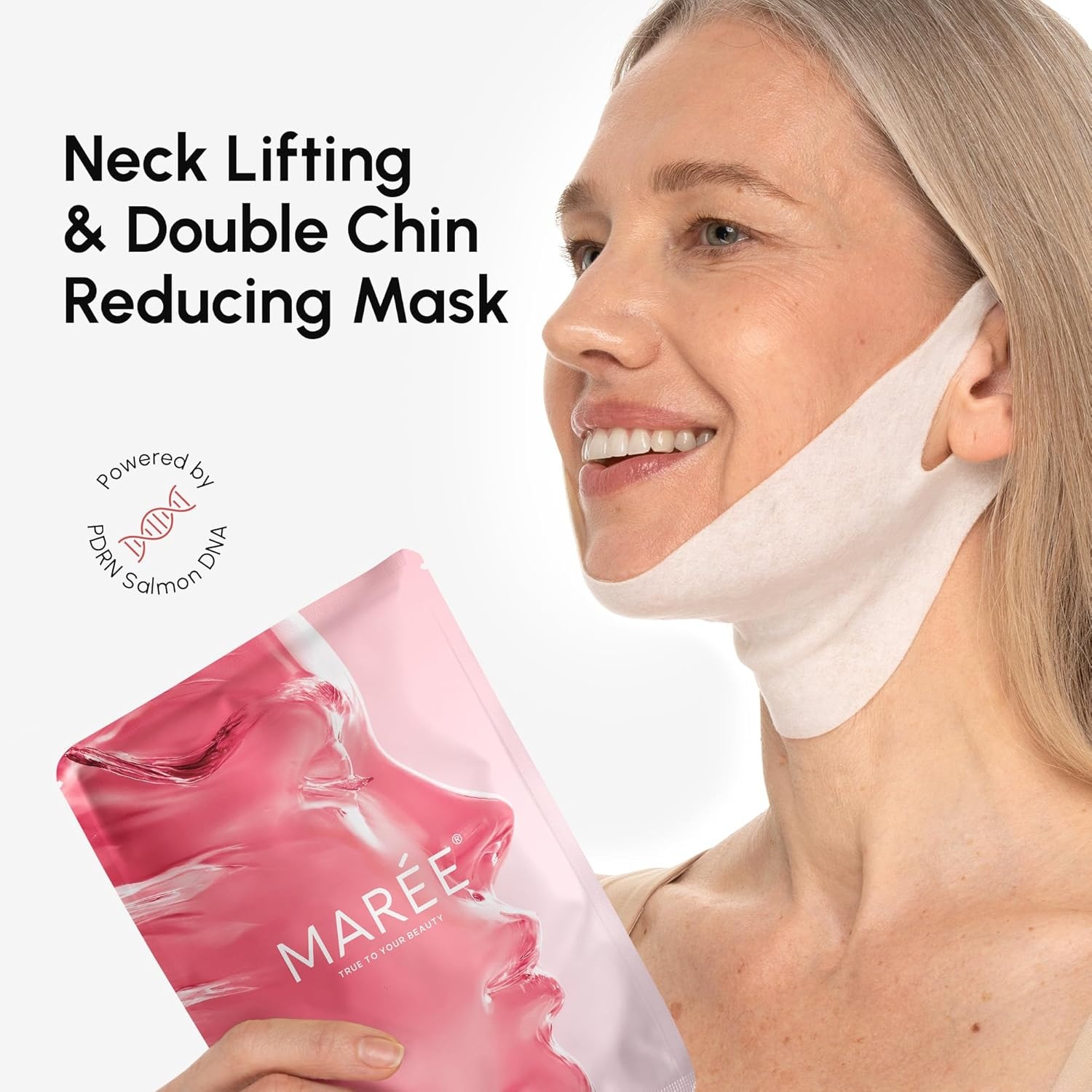 image:imageMAREE V Line Lifting Mask with PDRN Salmon DNA Deep Collagen Face Mask for Women Jawline Shaper Facial Masks with Retinol Tightening amp Firming Neck Lift Tape Double Chin Strap for Face LiftSalmon