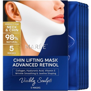 MAREE V Line Lifting Mask with PDRN Salmon DNA – Deep Collagen Face Mask for Women – Jawline Shaper Facial Masks with Retinol – Tightening & Firming Neck Lift Tape – Double Chin Strap for Face Lift(Navy Blue)
